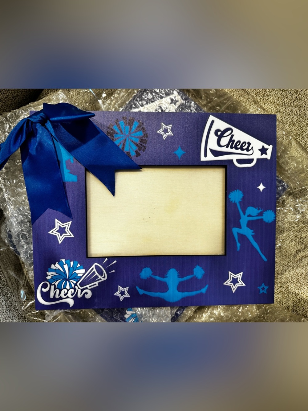 Cheer Blue Pom-Pom Cheerleader Picture Frame set of 10